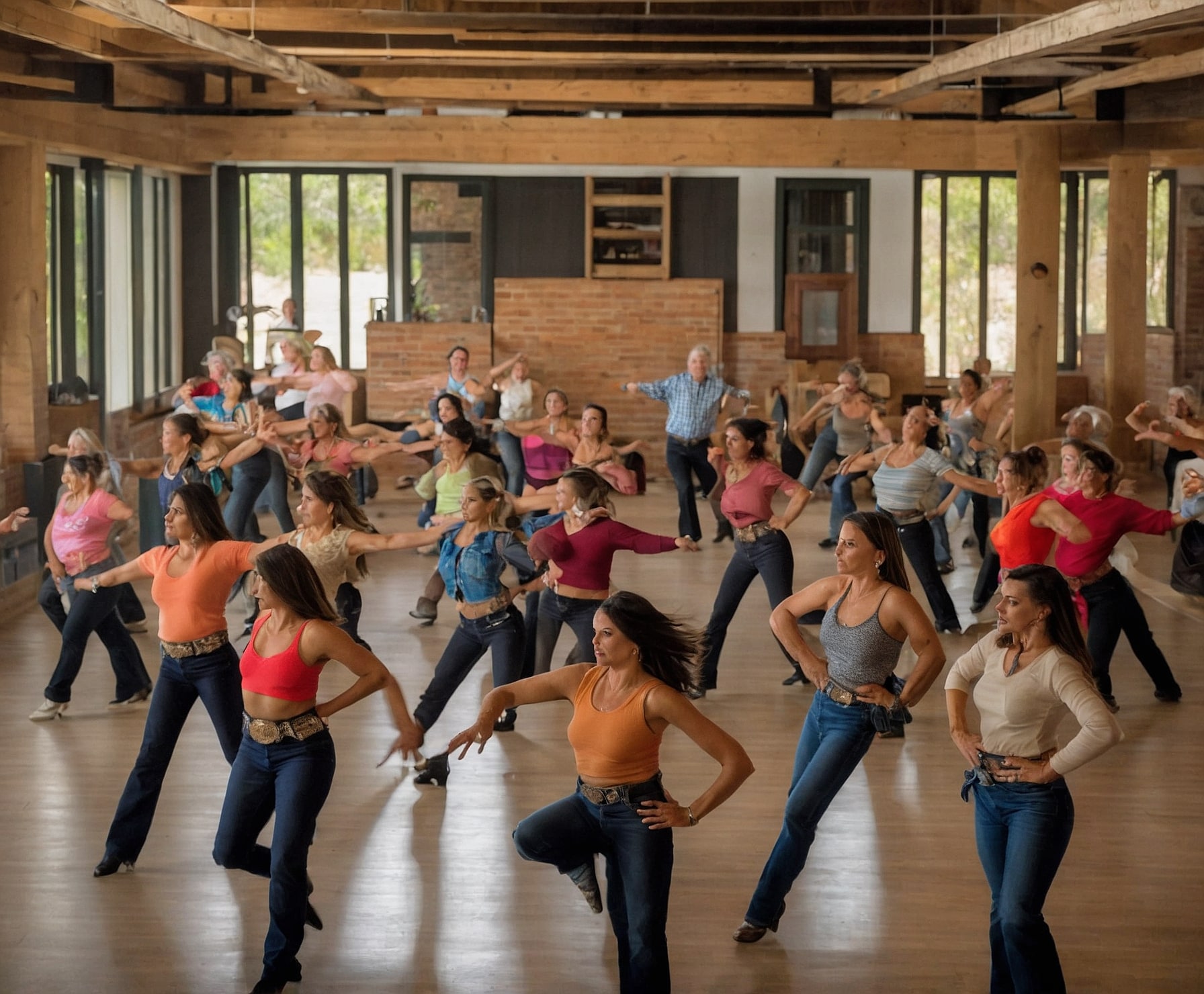 Grupo bailando country y rock & roll juntos.
