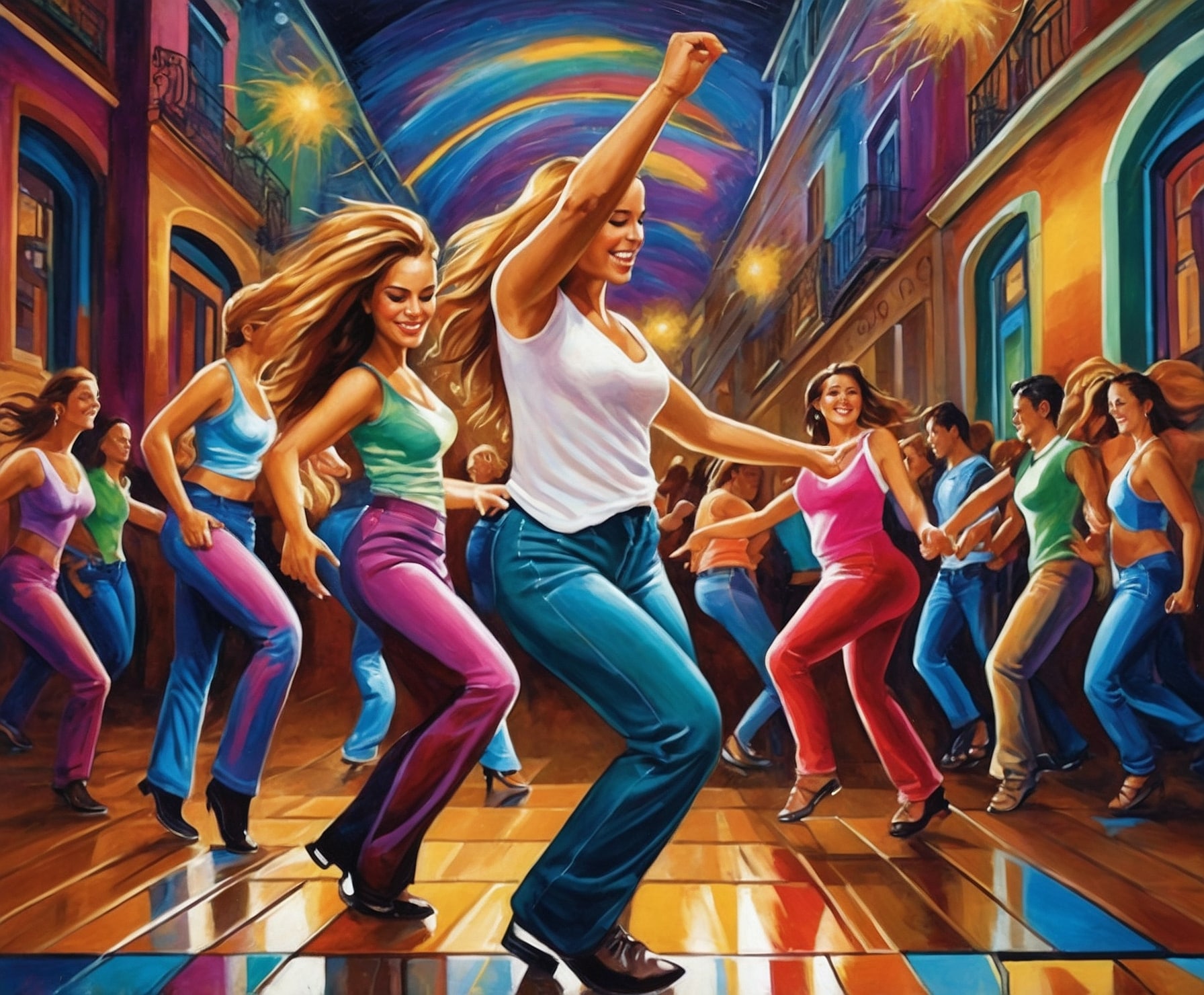Clase divertida de baile country y rock